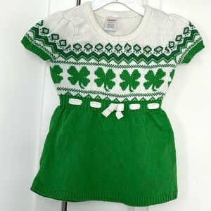 New Adorable Gymboree White and Green Baby Girl Sweater dress / 18 to 24 Mths